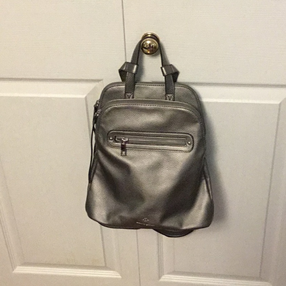 Nanette Lepore Siver Gray Backpack Sleek Modern Design